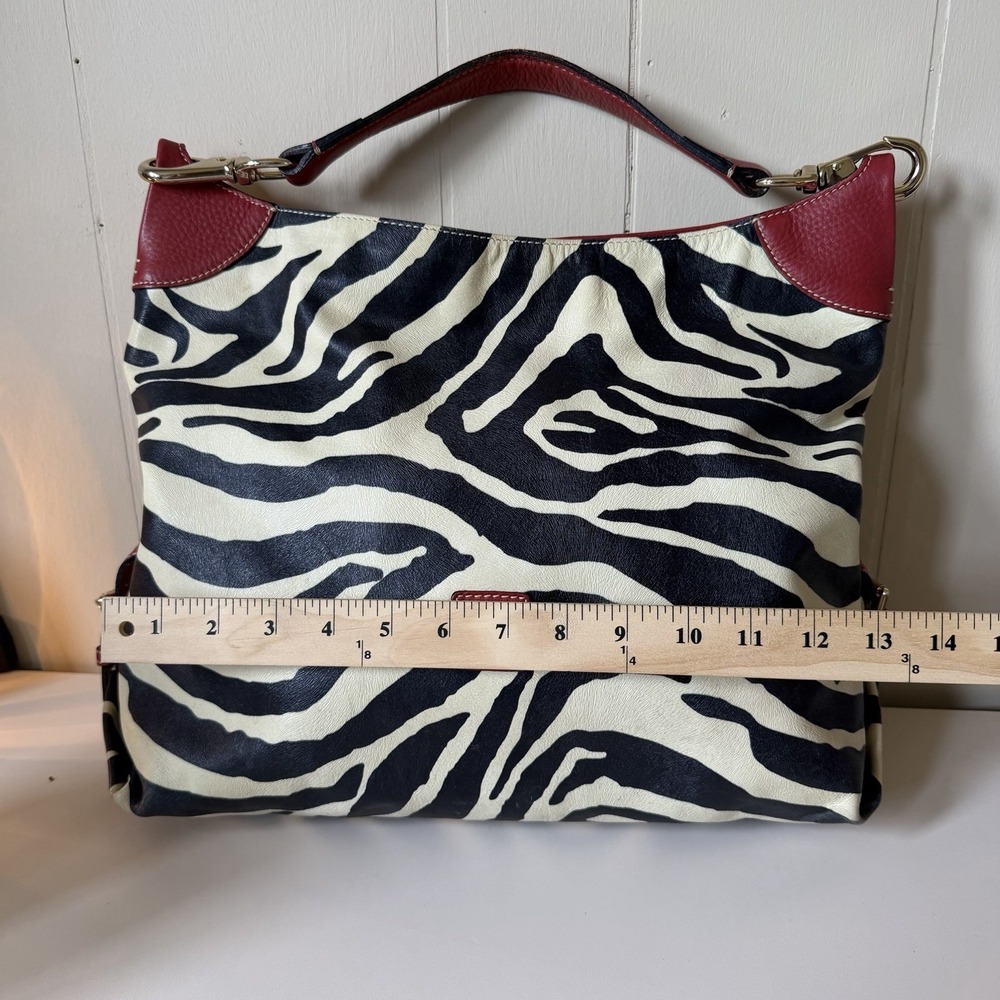 Dooney & Bourke VTG Y2K Zebra Print Leather Slouchy Hobo Bag (L) Purse Designer - Picture 10 of 13